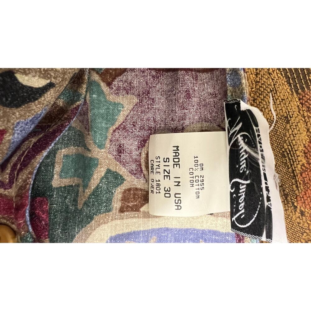 VTG Cotton Button Top Made in USA 100% Cotton Earthy Boho Pattern Size 30 4X - Picture 4 of 4